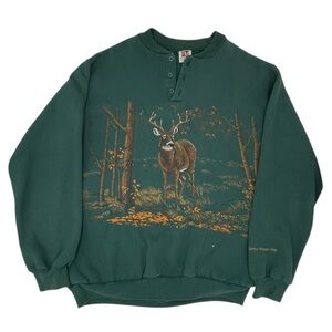 Vintage 90s Art Unlimited Sportswear Sweatshirt Deer Buck Print Men's Size Large